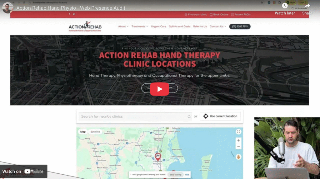 Action Rehab Hand Physio Web Presence Audit